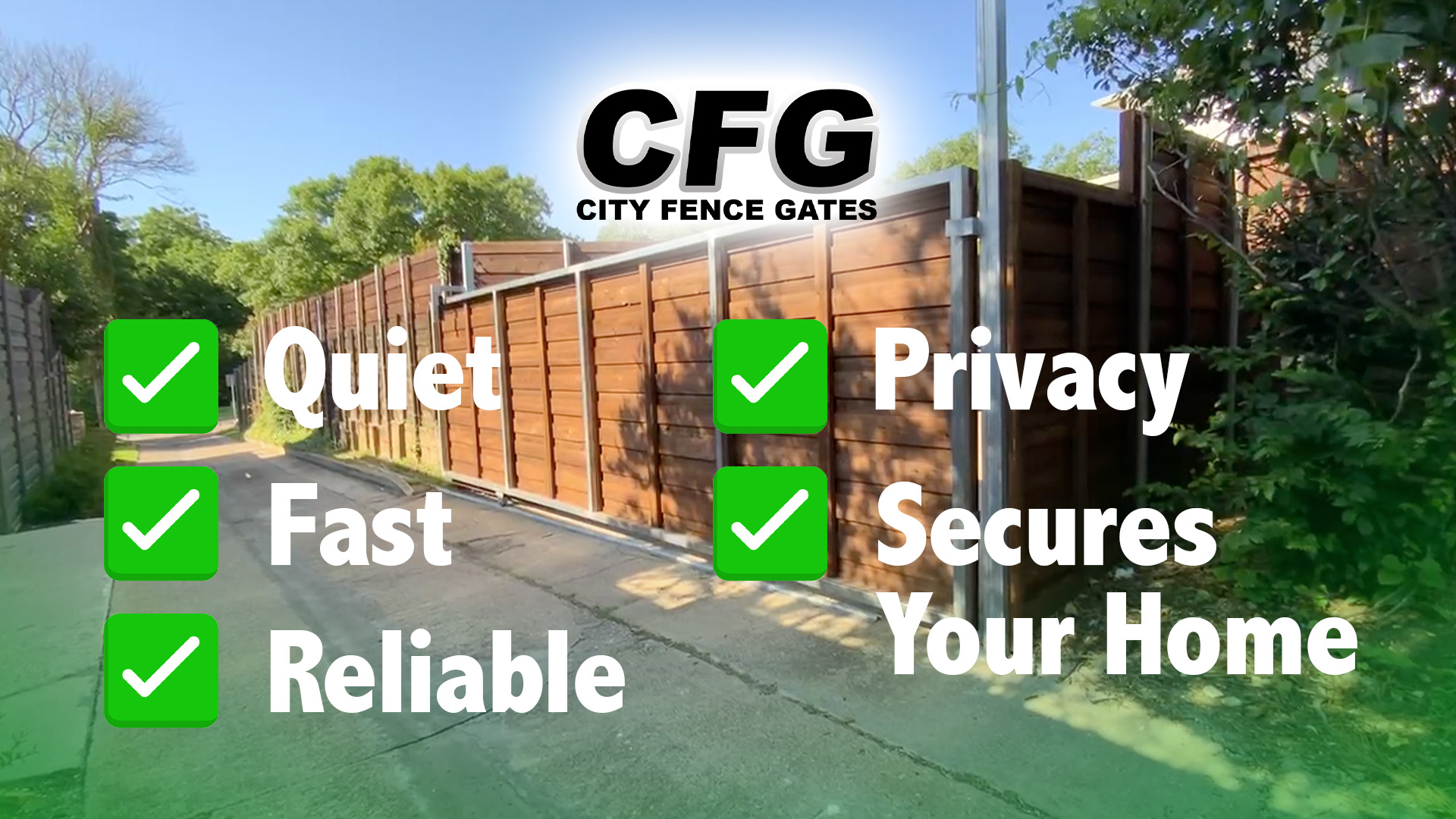 City Fence Gates in North Texas - Horizontal Board on Board Automatic Gates in Dallas